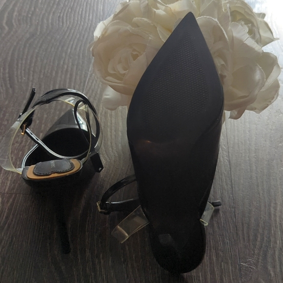 Zara Vinyl Patent Black Slingback Heels - Picture 8 of 10